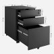 SONGMICS mobilt arkivskab, m. 3 skuffer, lsbar stlsokkel, hngemappe skinner, hjul - sort stl
