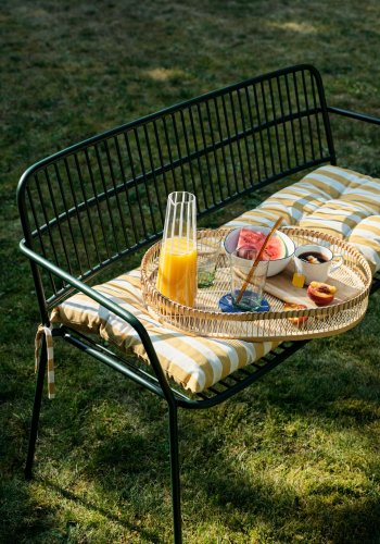 BROSTE COPENHAGEN Eden havebnk, m. rygln og armln - beige gr stl