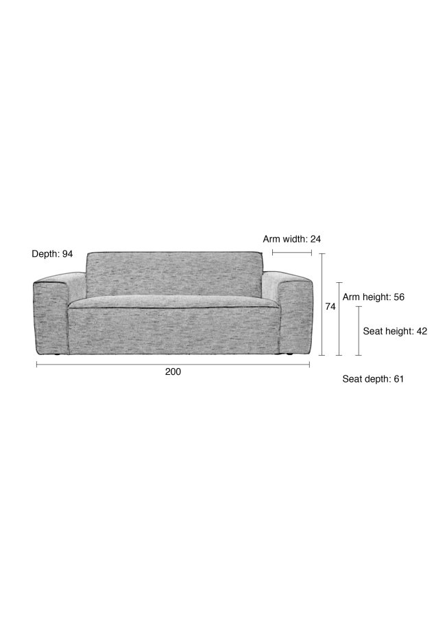 ZUIVER Bor 2,5-personers sofa - latte polyester og tr