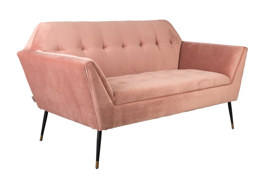DUTCHBONE Kate 2 pers. sofa - lyserd ler fljl stof og sort jern
