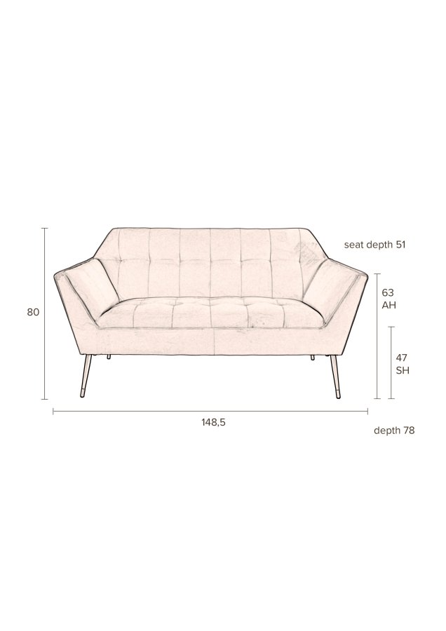 DUTCHBONE Kate 2 pers. sofa - lyserd ler fljl stof og sort jern