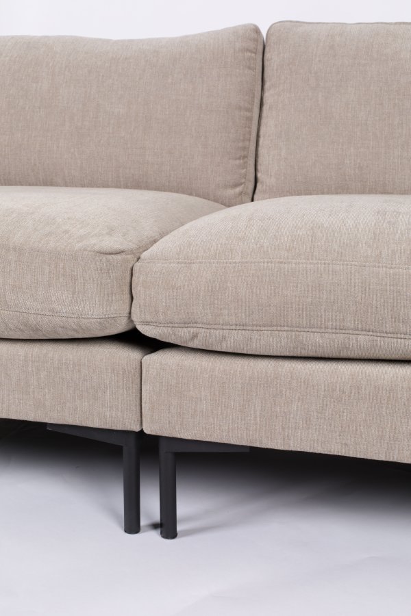 ZUIVER Sommer 3-personers sofa - latte polyester og stl