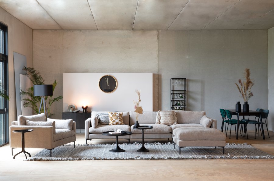 ZUIVER Sommer 4,5-personers sofa - latte polyester og stl