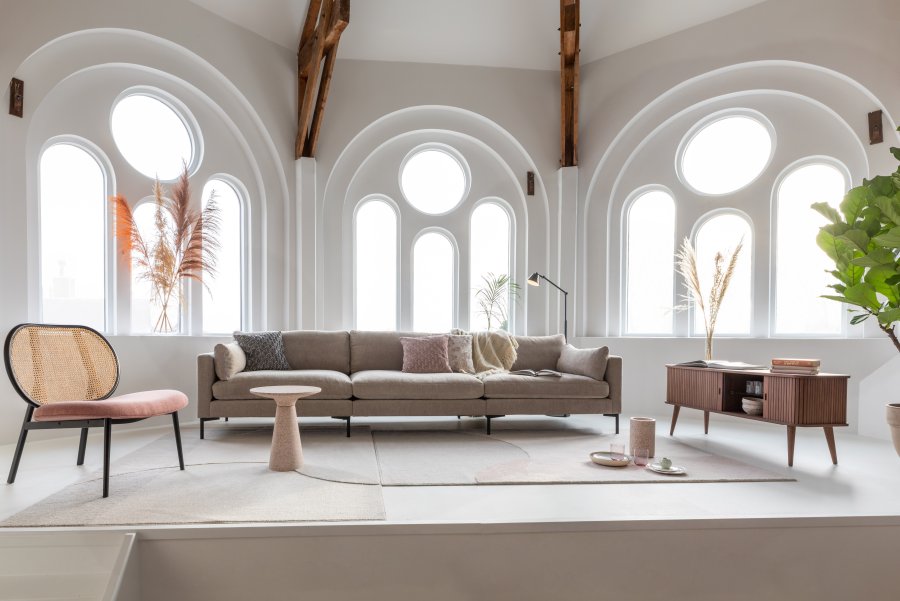 ZUIVER Sommer 4,5-personers sofa - latte polyester og stl