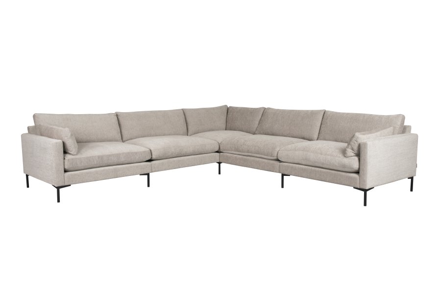 ZUIVER Sommer 7-personers hjrnesofa - latte polyester og stl