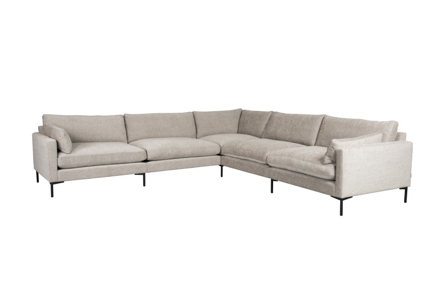 ZUIVER Sommer 7-personers hjrnesofa - latte polyester og stl