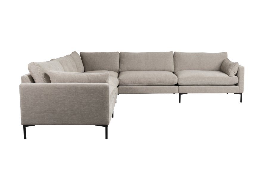 ZUIVER Sommer 7-personers hjrnesofa - latte polyester og stl