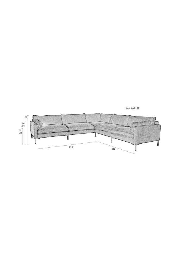 ZUIVER Sommer 7-personers sofa antracit
