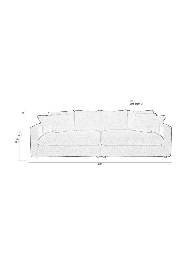 ZUIVER Sense 3-personers sofa - natur soft polyester og plast