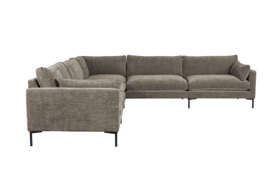 ZUIVER Sommer 7-personers hjrnesofa - coffee polyester og stl