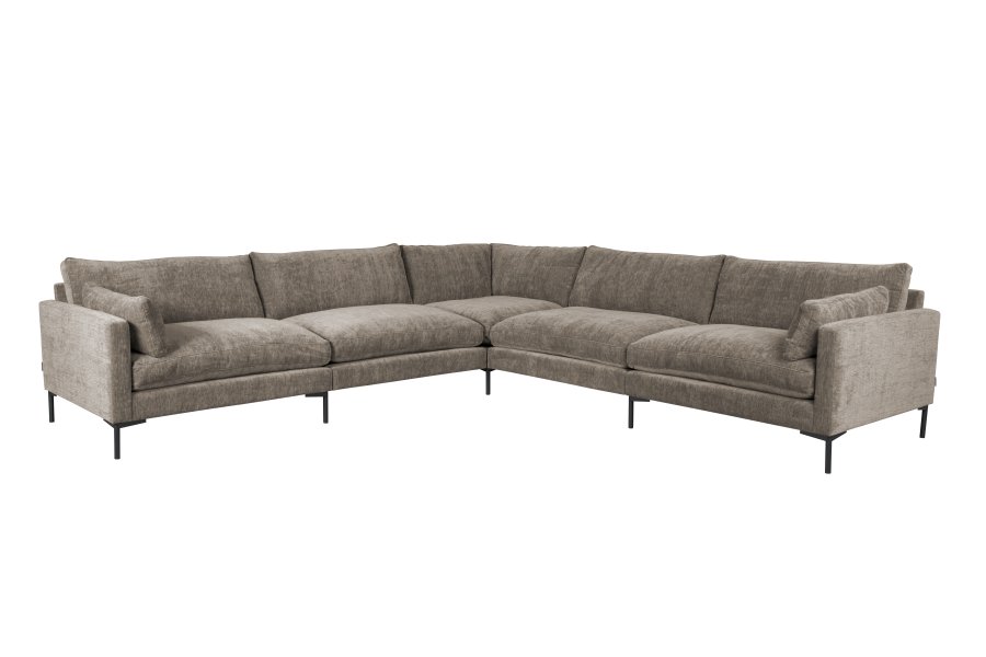 ZUIVER Sommer 7-personers hjrnesofa - coffee polyester og stl