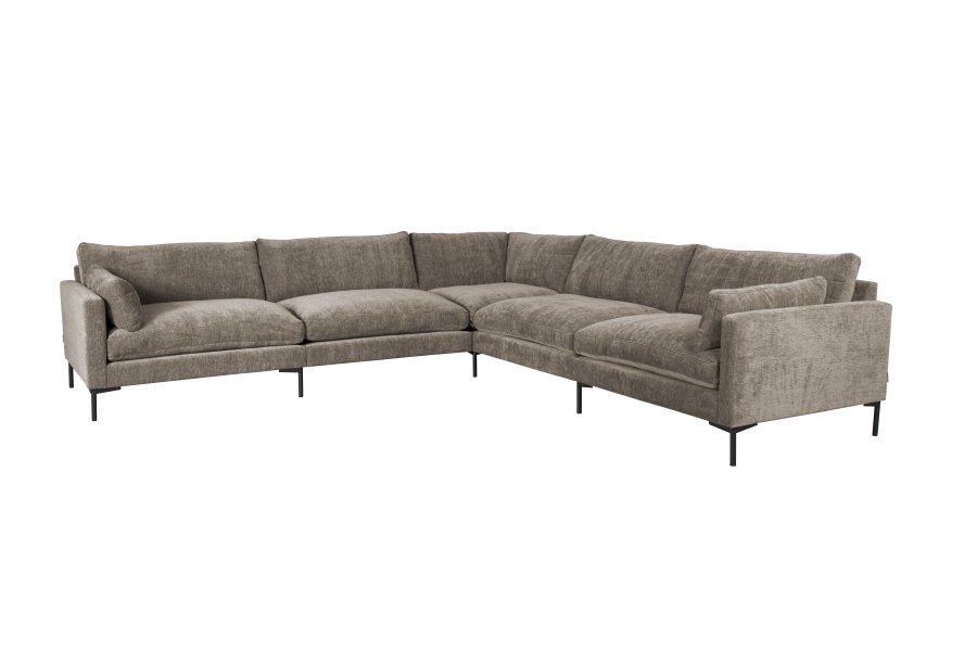 ZUIVER Sommer 7-personers hjrnesofa - coffee polyester og stl