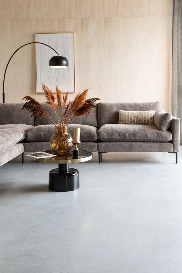 ZUIVER Sommer 7-personers hjrnesofa - coffee polyester og stl