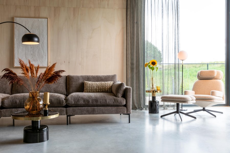 ZUIVER Sommer 7-personers hjrnesofa - coffee polyester og stl