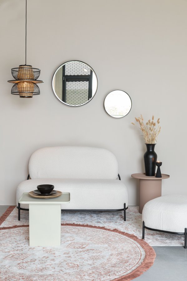 WHITE LABEL LIVING Polly sofa - elfenben bamsestof og jern