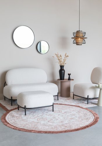 WHITE LABEL LIVING Polly sofa - elfenben bamsestof og jern