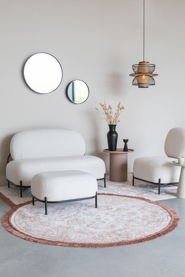 WHITE LABEL LIVING Polly sofa - elfenben bamsestof og jern