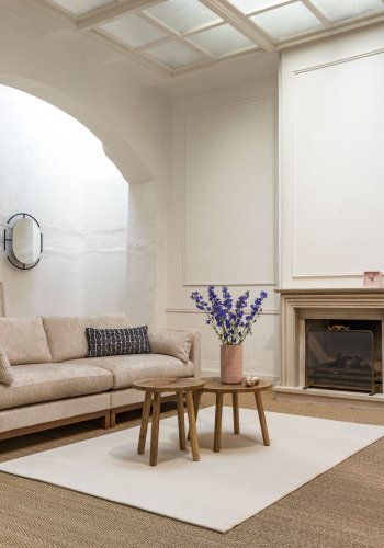 ZUIVER Blossom 3-personers sofa - sand stof og egetr