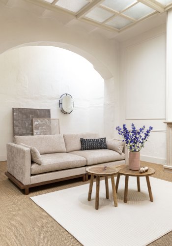 ZUIVER Blossom 3-personers sofa - sand stof og egetr