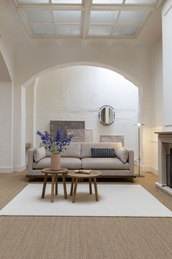 ZUIVER Blossom 3-personers sofa - sand stof og egetr