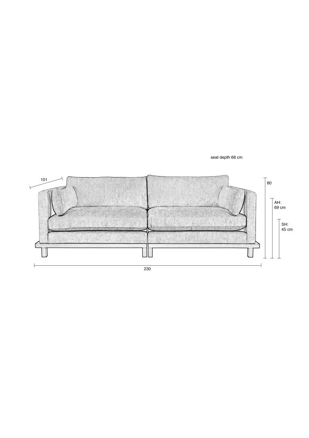  Zuiver  ZUIVER Blossom 3-personers sofa - moss stof og egetr