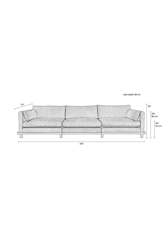 ZUIVER Blossom 4,5-personers sofa - moss stof og egetr