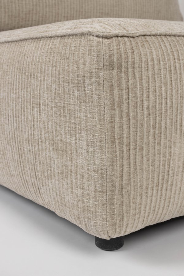 ZUIVER Hunter Sofa Element 1,5-personers, m. ryg - sand fljl og plast