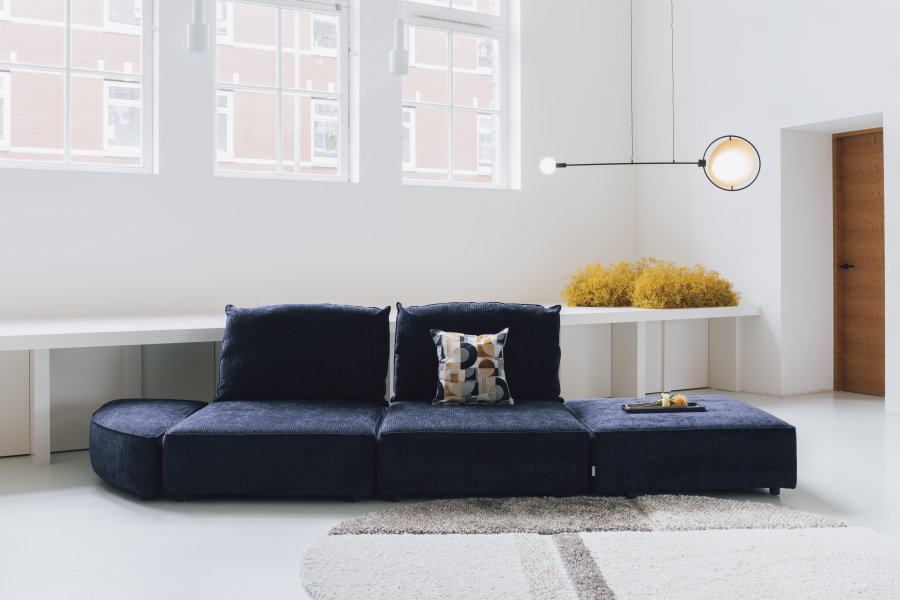 ZUIVER Hunter Sofa element Pie Puf, Venstre - navy fljl og plast