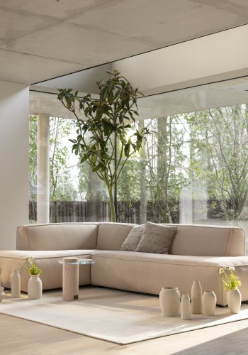 ZUIVER Fed Freddy Rib hjrnesofa, Venstre - natur fljl polyester og plast