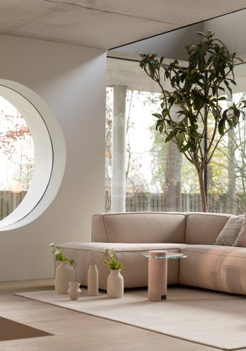 ZUIVER Fed Freddy Rib hjrnesofa, Venstre - natur fljl polyester og plast