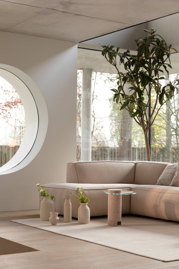 ZUIVER Fed Freddy Rib hjrnesofa, Venstre - natur fljl polyester og plast