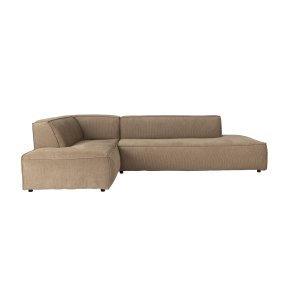 ZUIVER Fed Freddy Rib hjrnesofa, Venstre - caramel fljl polyester og plast