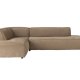 ZUIVER Fed Freddy Rib hjrnesofa, Venstre - caramel fljl polyester og plast