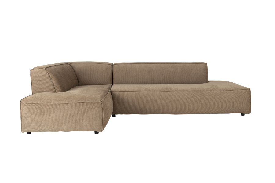 ZUIVER Fed Freddy Rib hjrnesofa, Venstre - caramel fljl polyester og plast