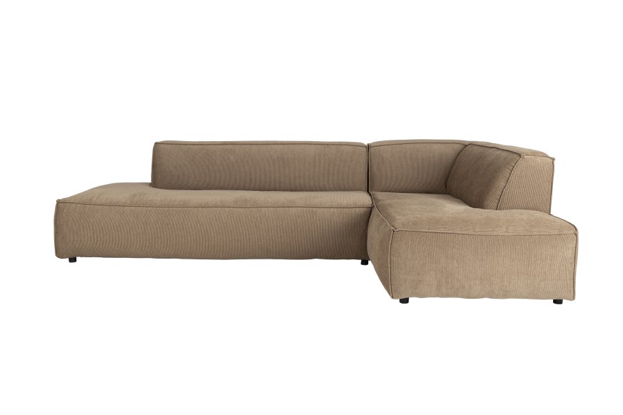 ZUIVER Fed Freddy Rib hjrnesofa, Hjre - caramel fljl polyester og plast