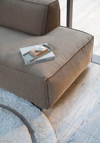 ZUIVER Fed Freddy Rib hjrnesofa, Hjre - caramel fljl polyester og plast