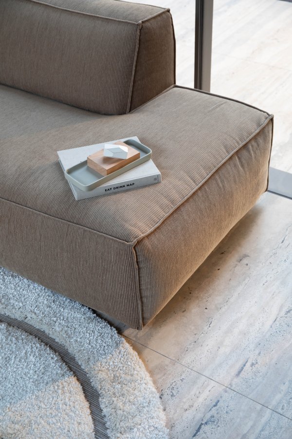 ZUIVER Fed Freddy Rib hjrnesofa, Hjre - caramel fljl polyester og plast