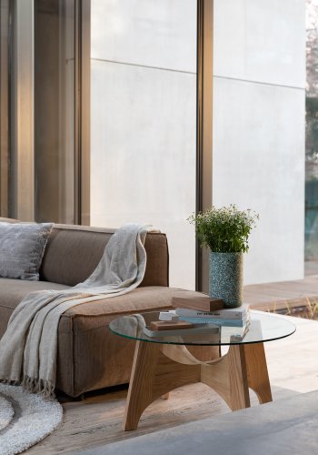 ZUIVER Fed Freddy Rib hjrnesofa, Hjre - caramel fljl polyester og plast