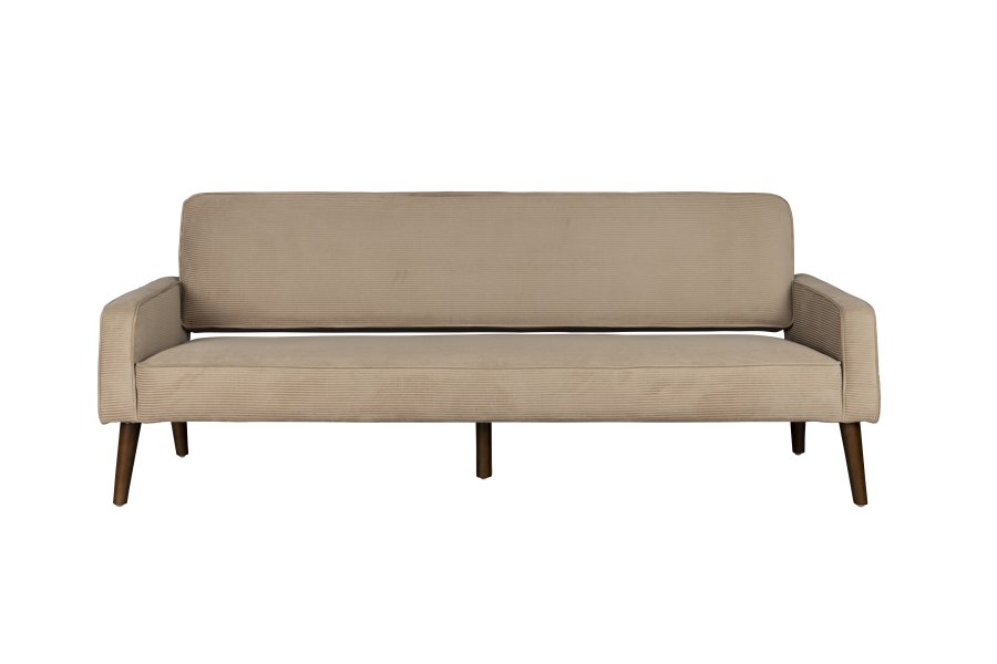 DUTCHBONE Preston sofa - beige fljl stof og brun gummitr