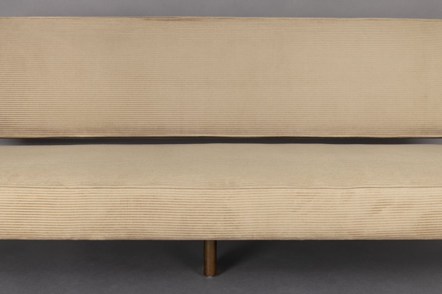 DUTCHBONE Preston sofa - beige fljl stof og brun gummitr