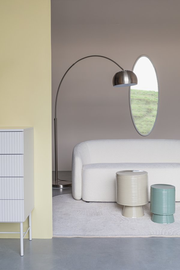 WHITE LABEL LIVING Len sofa - hvid polyester og fyrretr