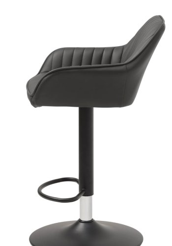 Brooks barstol, m. rygln, armln, fodsttte og gaslift - mrkegr PU og sort metal