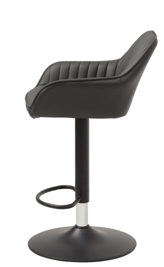 Brooks barstol, m. rygln, armln, fodsttte og gaslift - mrkegr PU og sort metal