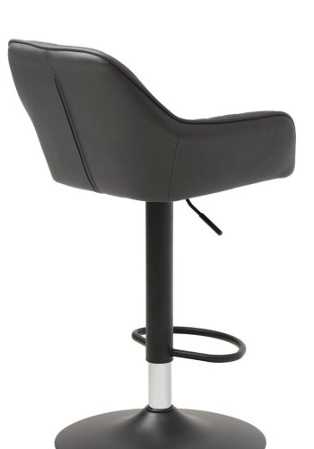 Brooks barstol, m. rygln, armln, fodsttte og gaslift - mrkegr PU og sort metal