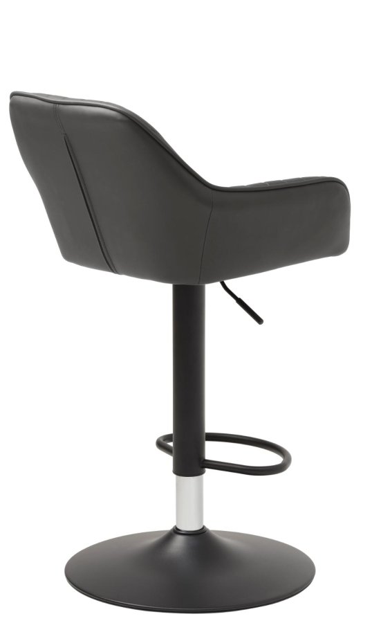 Brooks barstol, m. rygln, armln, fodsttte og gaslift - mrkegr PU og sort metal