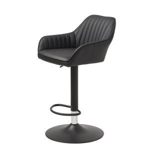 Brooks barstol, m. rygln, armln, fodsttte og gaslift - sort PU og sort metal