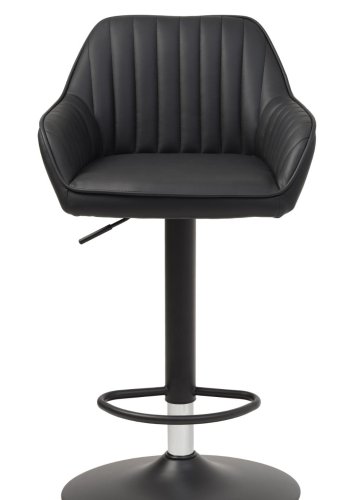 Brooks barstol, m. rygln, armln, fodsttte og gaslift - sort PU og sort metal