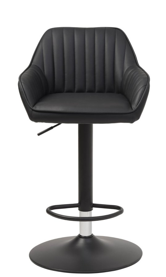 Brooks barstol, m. rygln, armln, fodsttte og gaslift - sort PU og sort metal