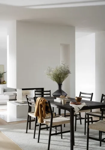 ROWICO Harlan spisebordsstol, m. armln - lys beige papirsnor og brun eg