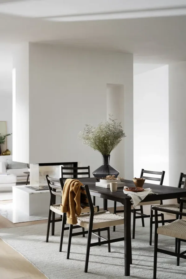 ROWICO Harlan spisebordsstol, m. armln - lys beige papirsnor og brun eg